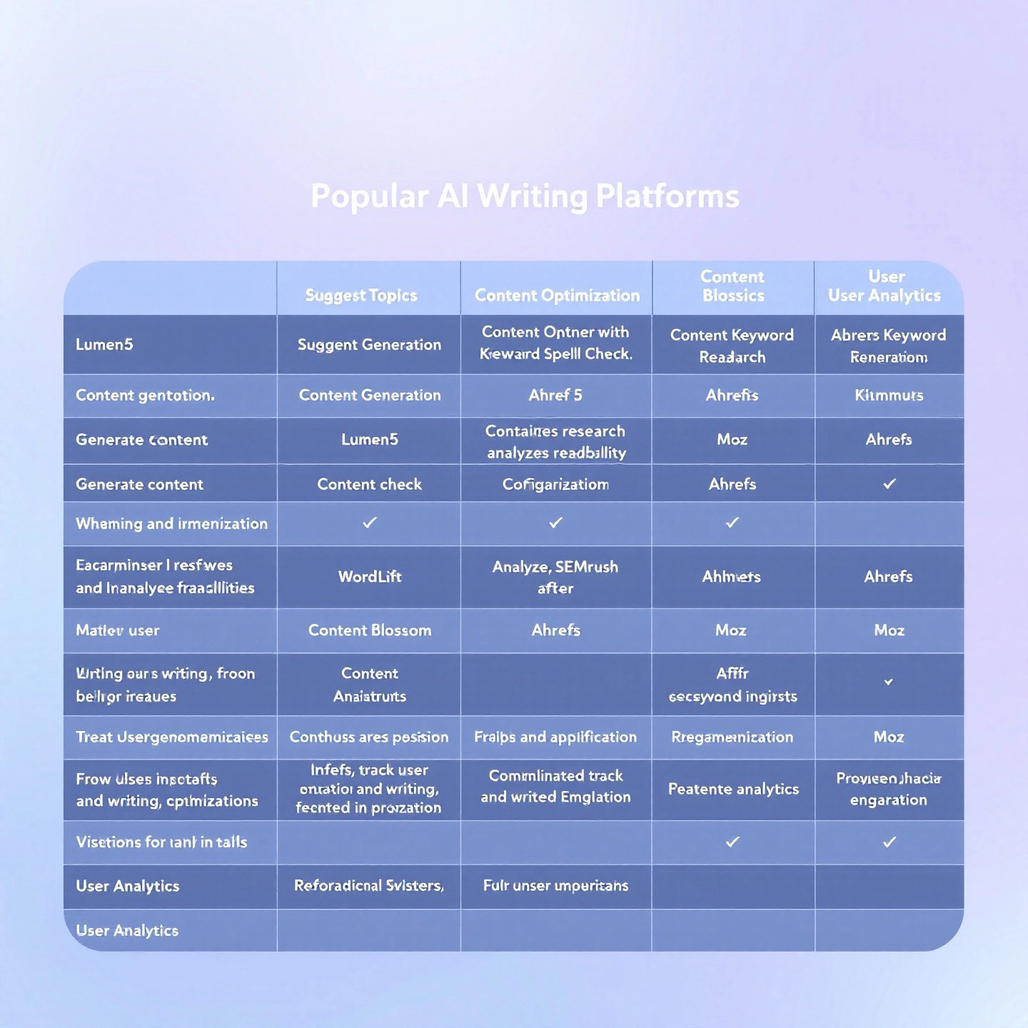 comparison of features across major ai writing platforms