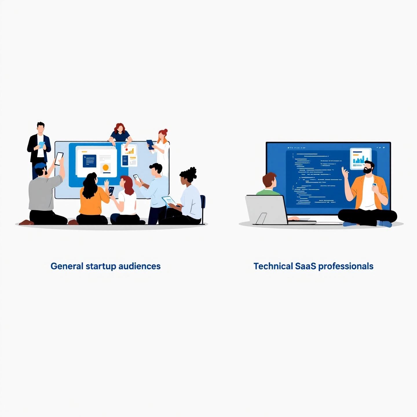 contrasting content approaches for general startups and b2b saas audiences