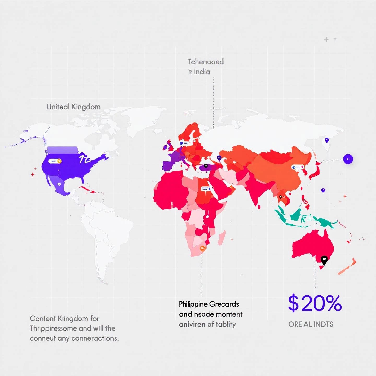 global map highlighting key regions for top content marketing agencies