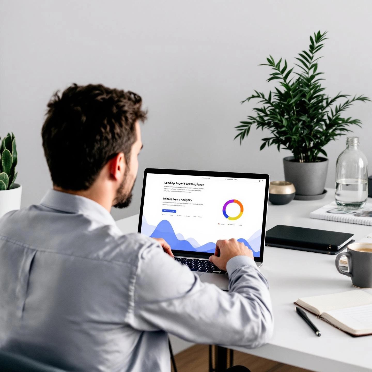 a business owner validates a new idea using landing pages and content marketing strategies