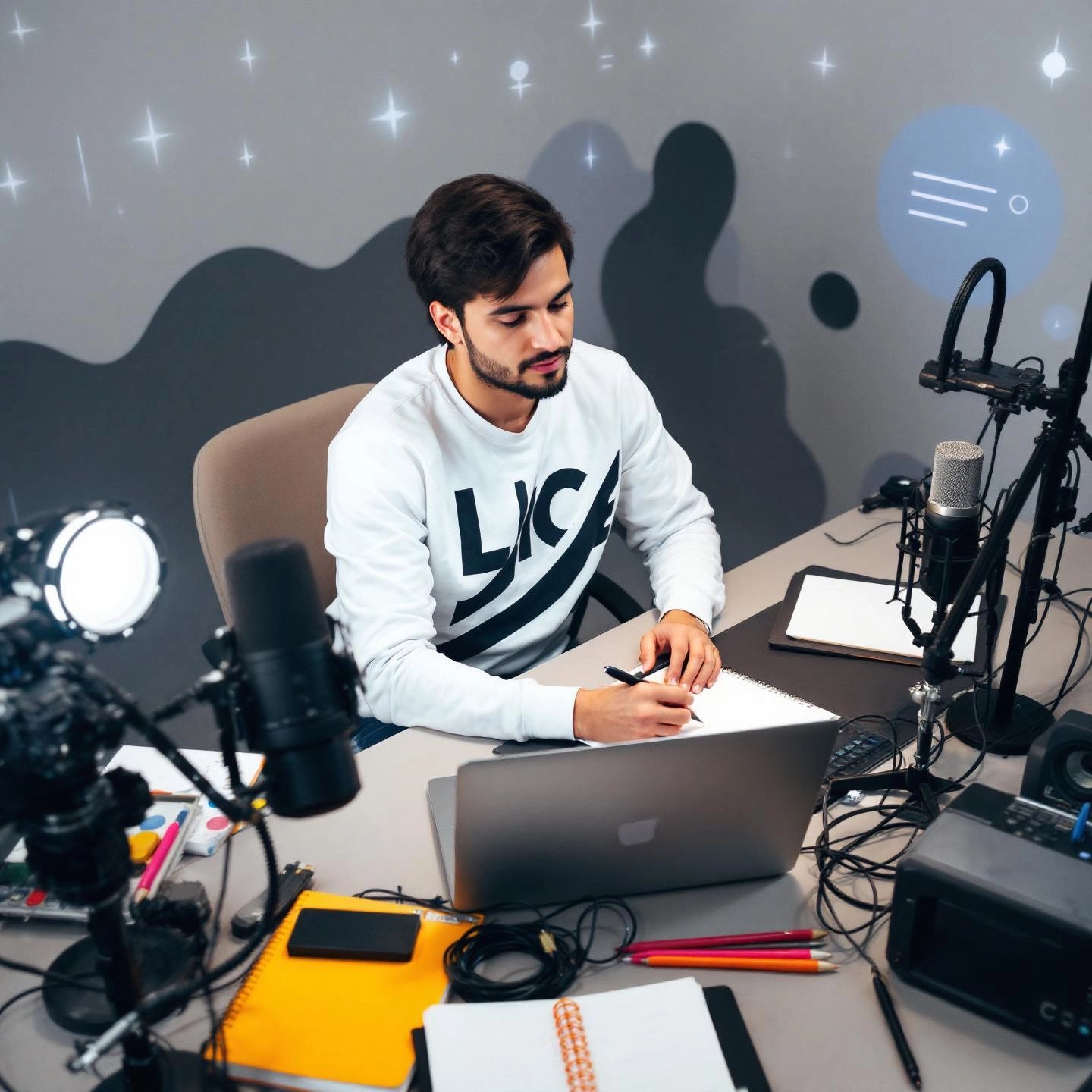 a digital creator uses diverse tools to produce original online content