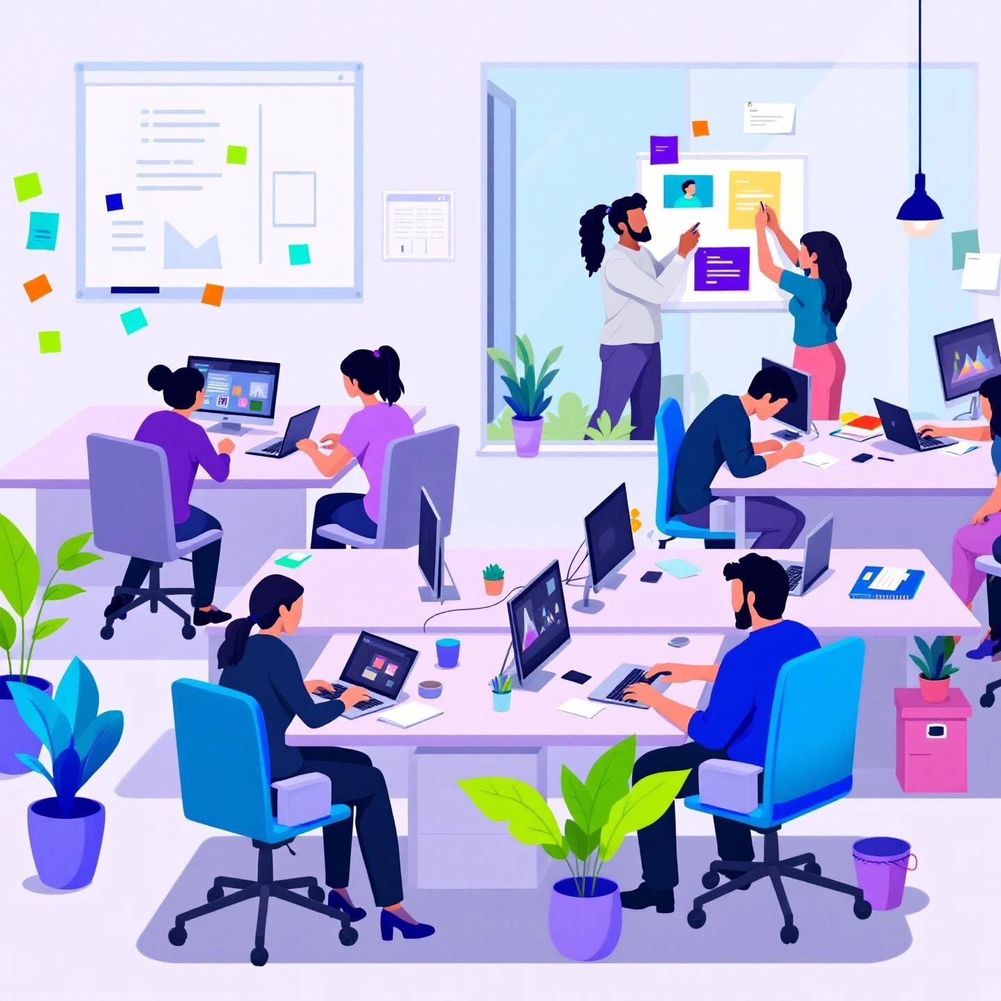 a team collaborating on outsourced gaming blog content creation