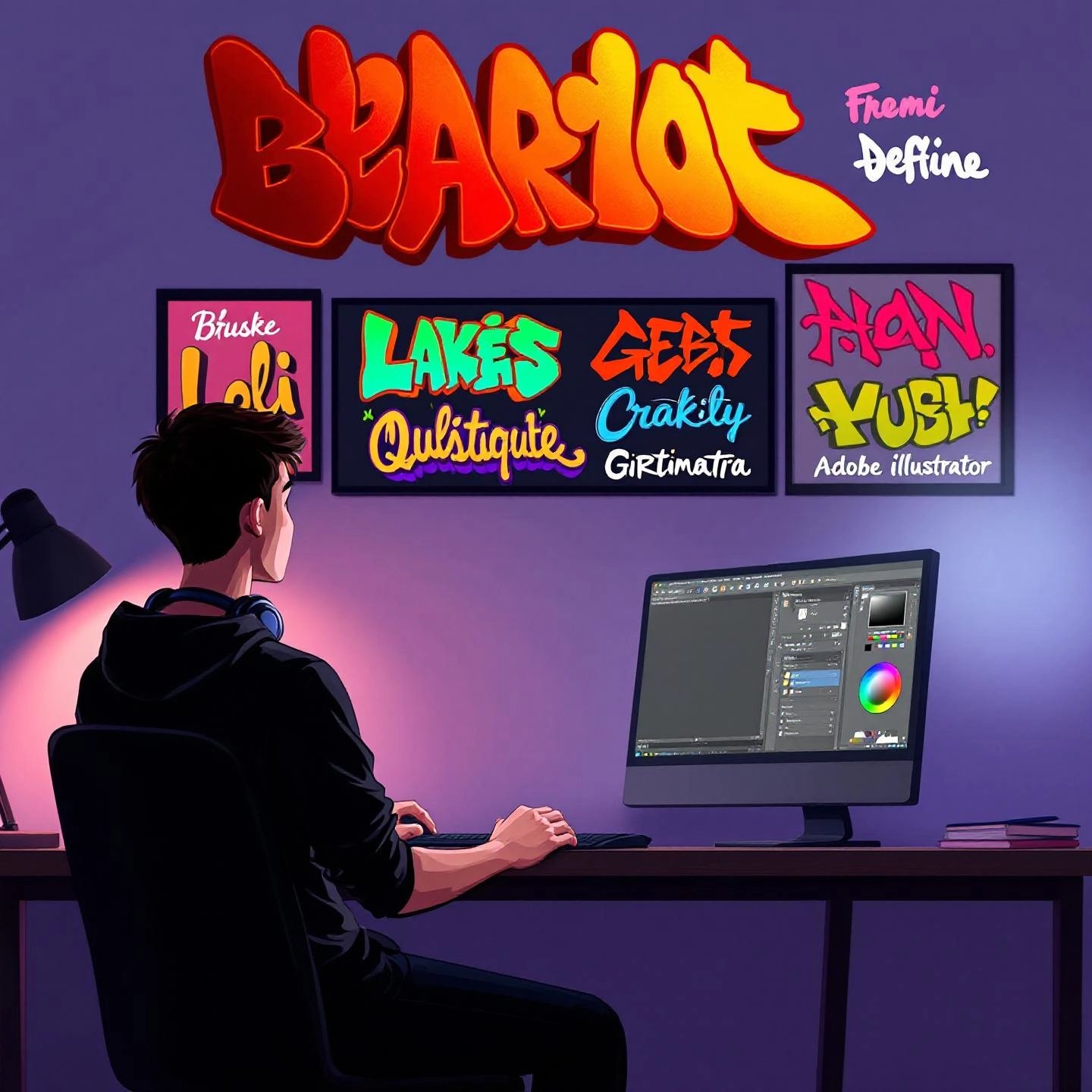 artist refining a digital graffiti tag for a polished look