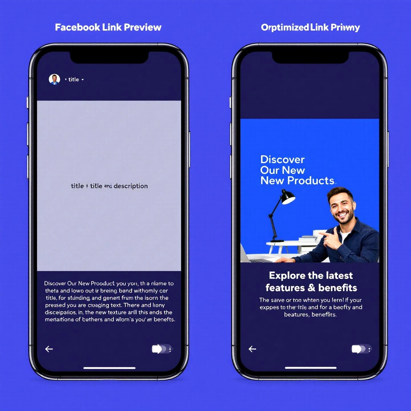 before and after effect of using facebook open graph meta tags for link previews
