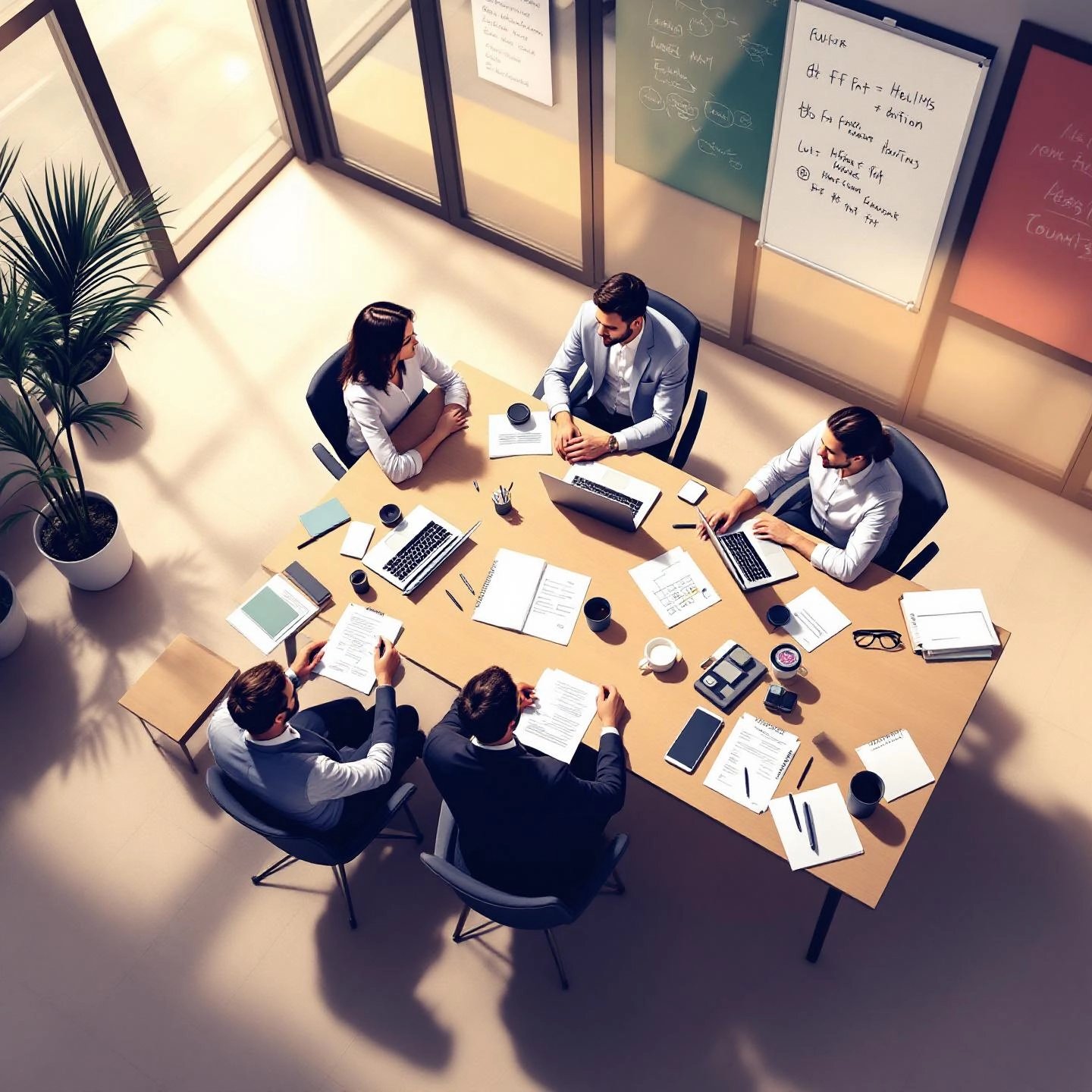 business team collaborating to add a human touch to ai generated writing