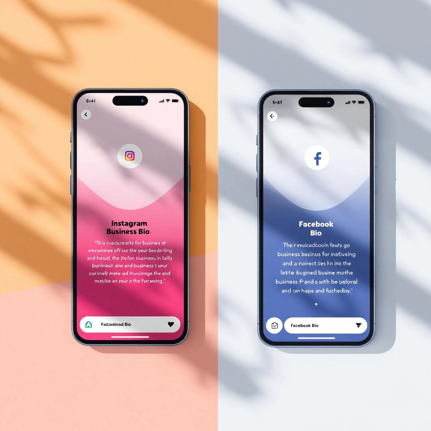 comparison of business bio layouts for instagram and facebook profiles