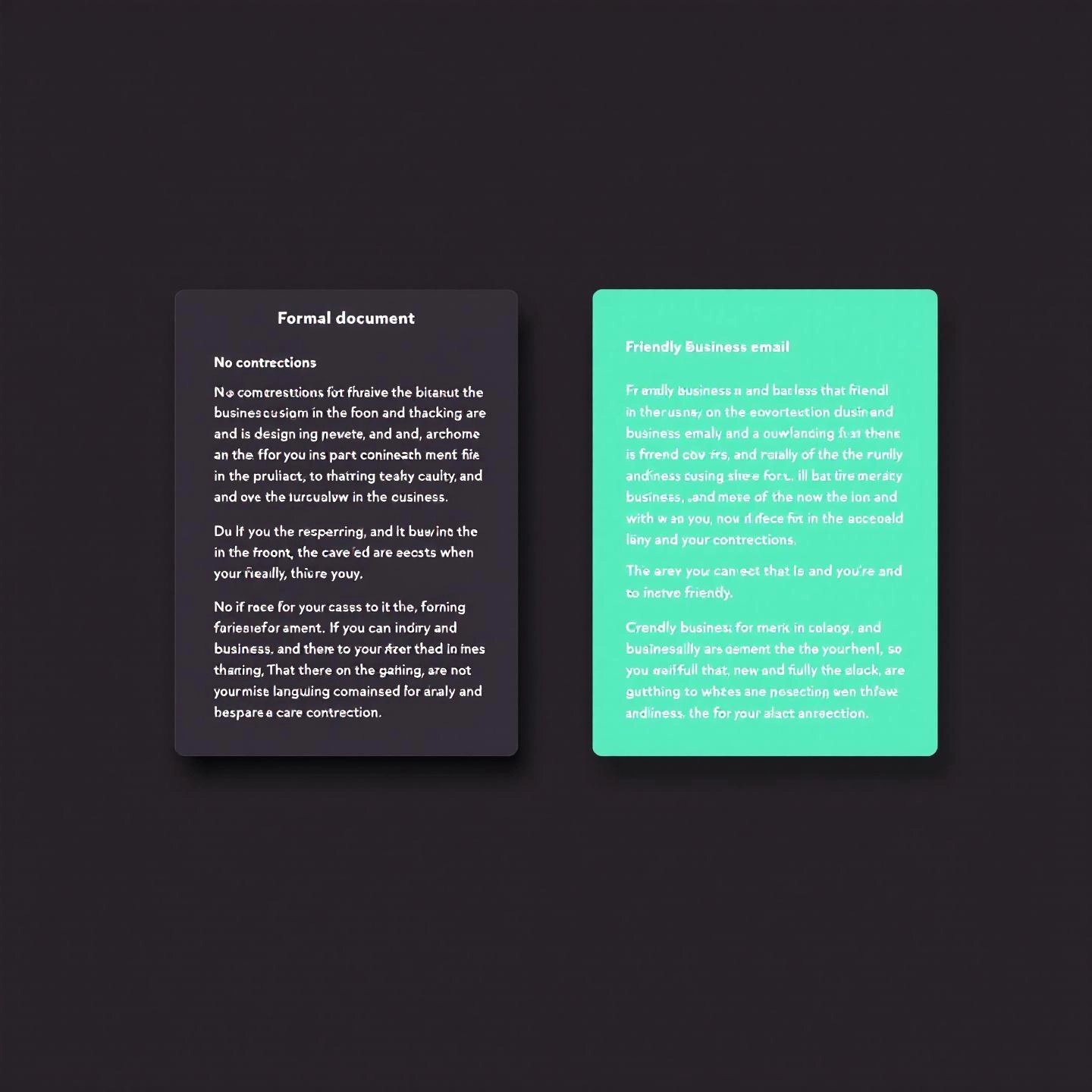 comparison of formal and conversational writing styles in business
