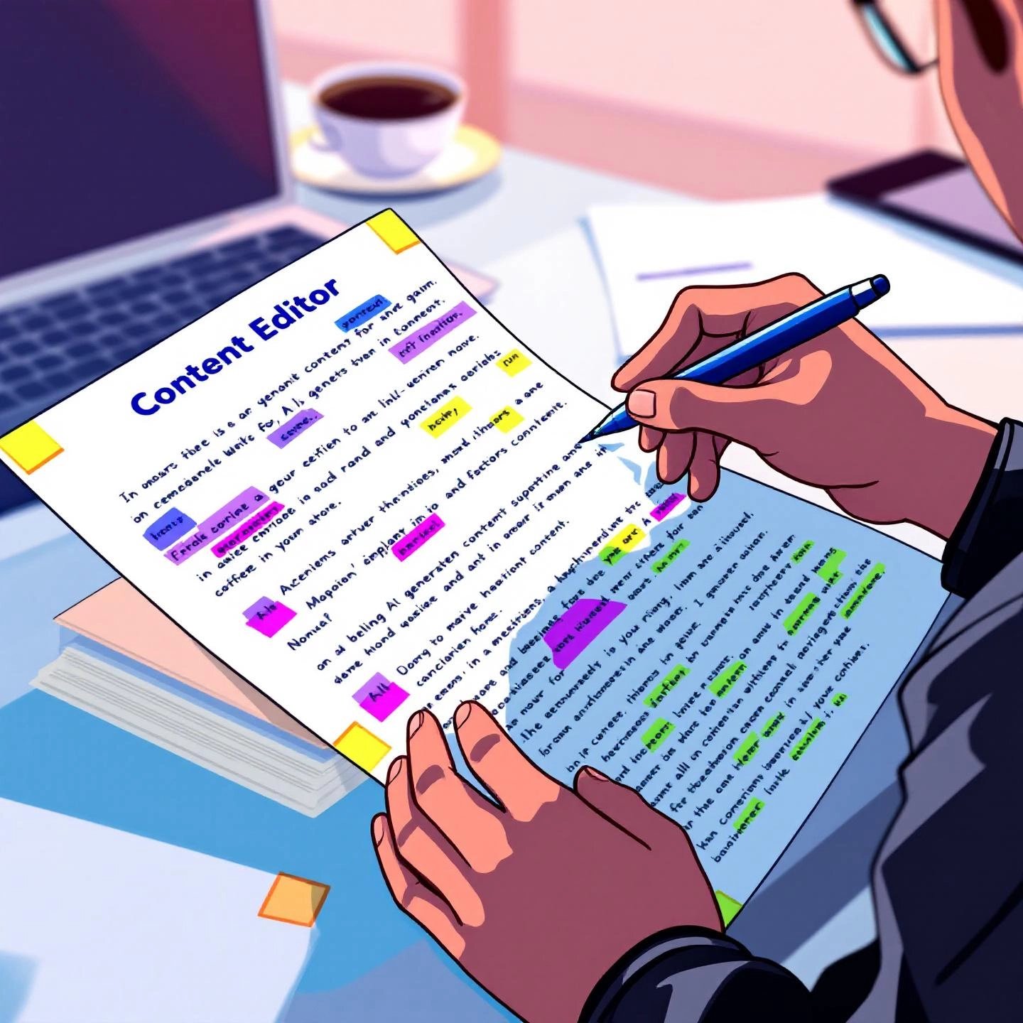 editor manually refining ai generated text for clarity and authenticity