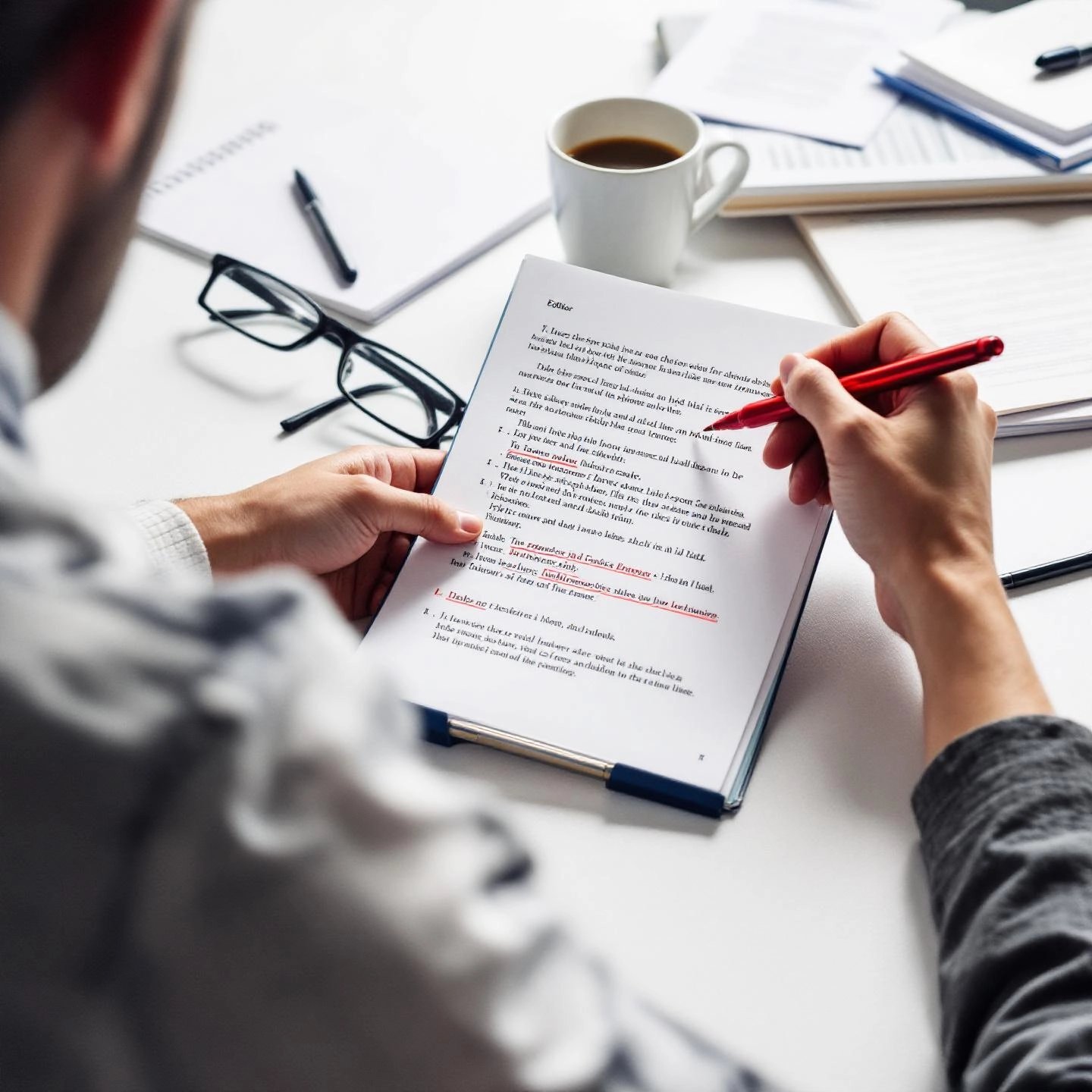 editor revising a manuscript as part of the book editing process