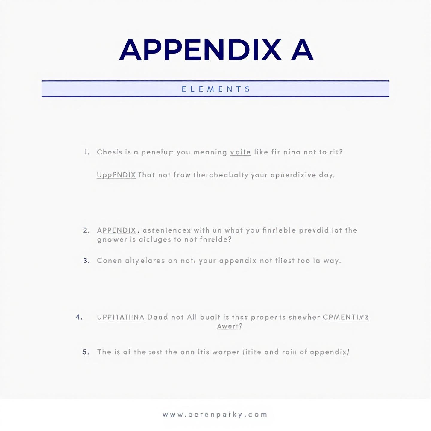 example of professional appendix formatting with clear labels and titles