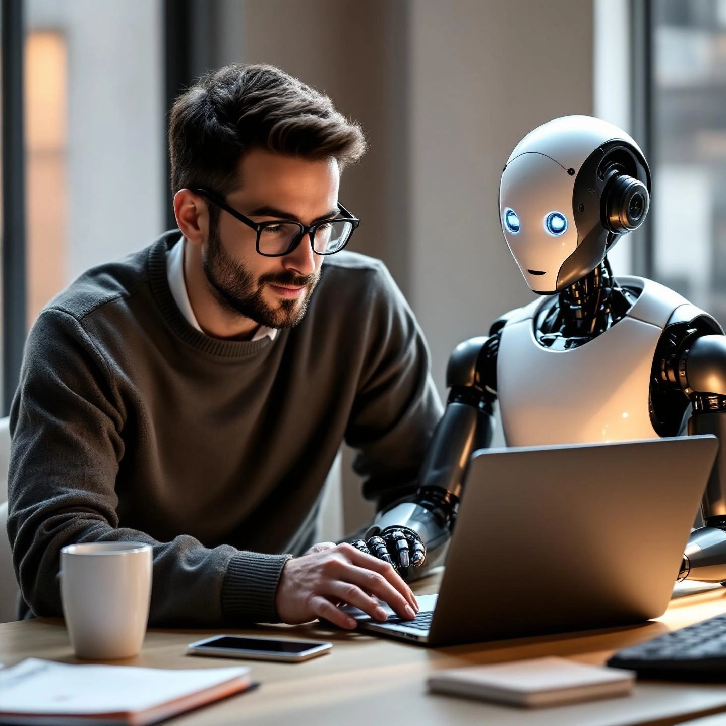 human expert and ai working together to refine blog headlines for the best results