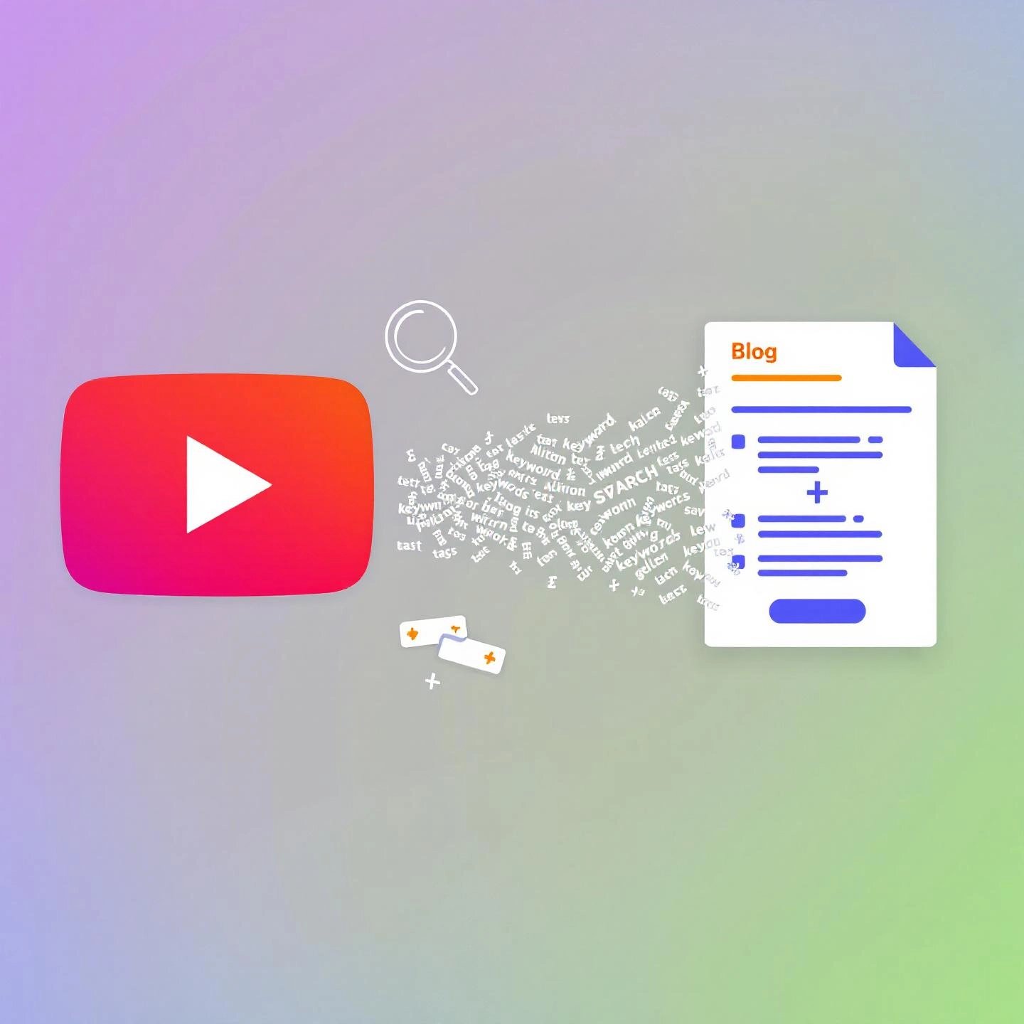 illustration of video content evolving into a blog post to enhance seo performance