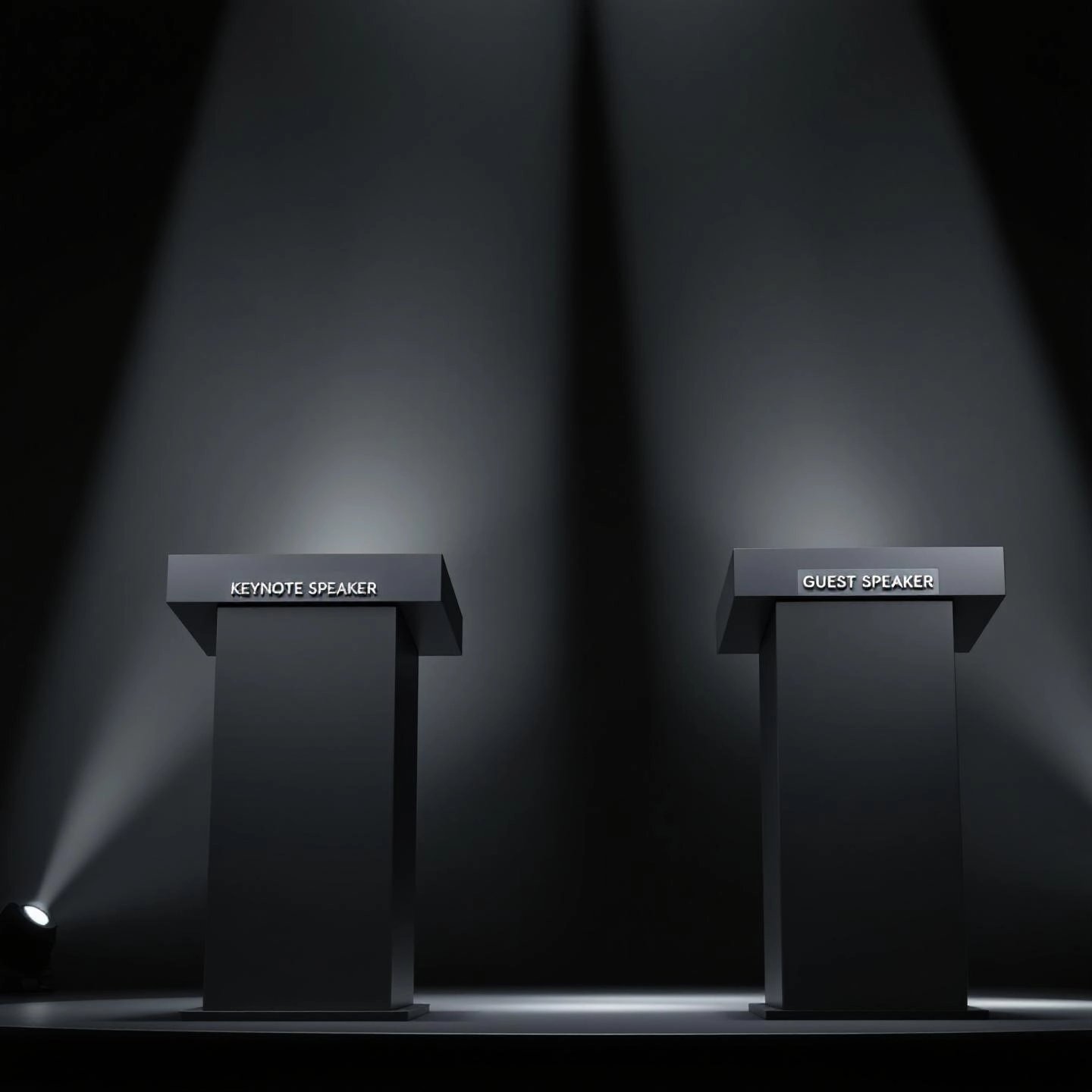 keynote and guest speaker podiums highlighting different presentation roles