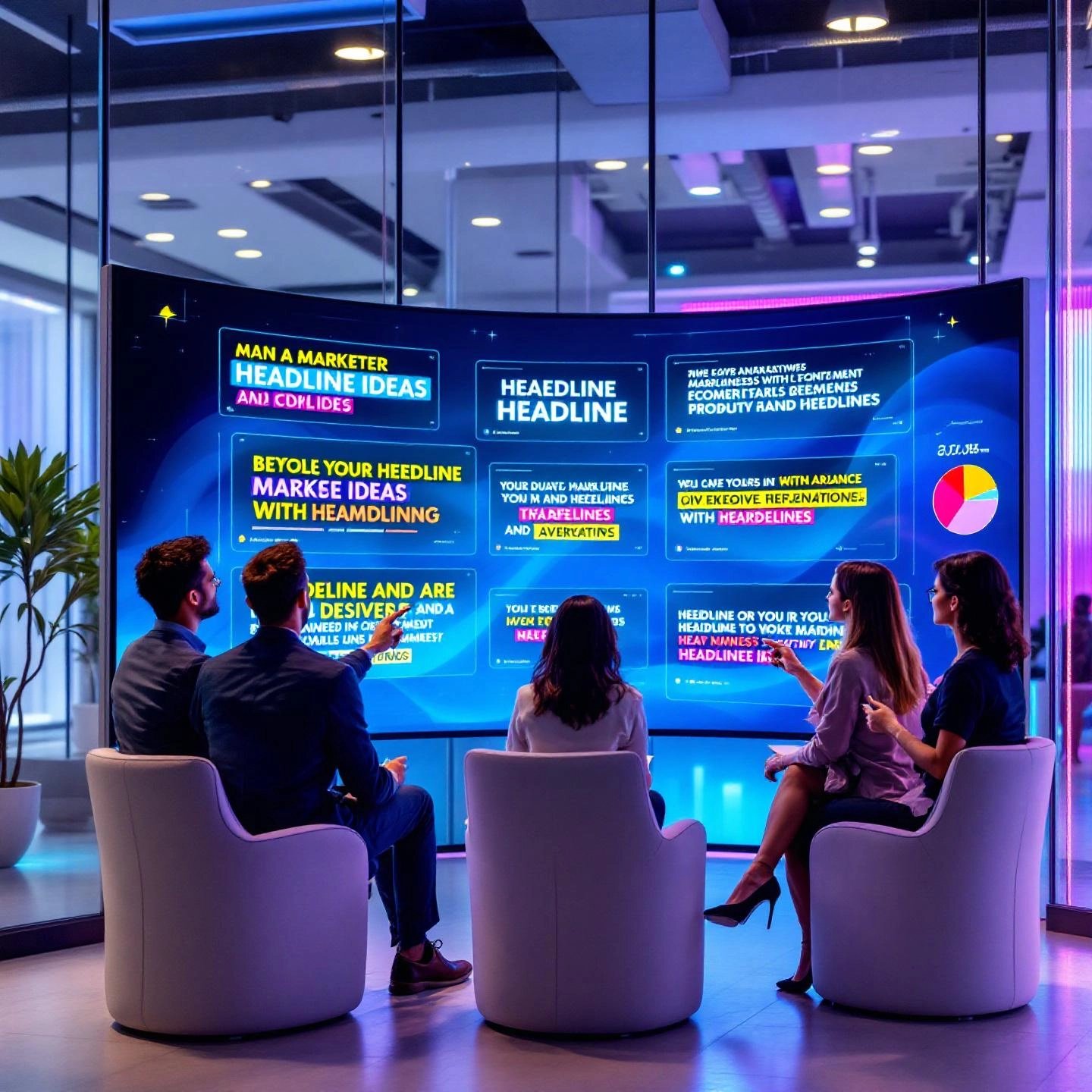 marketing team collaborating with ai to generate effective blog headlines
