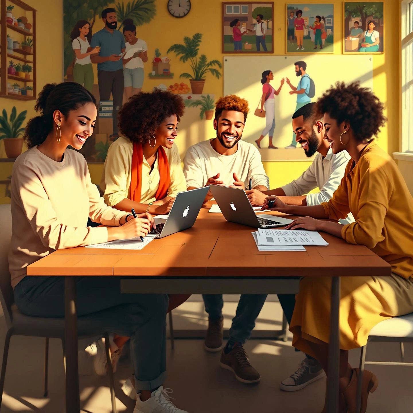 nonprofit professionals collaborating on a grant application