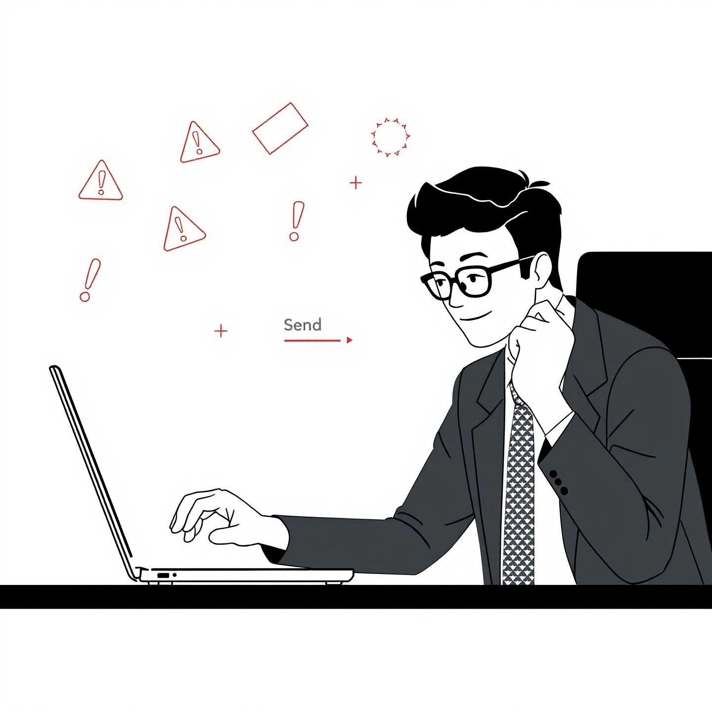 pausing to avoid common mistakes before sending an email