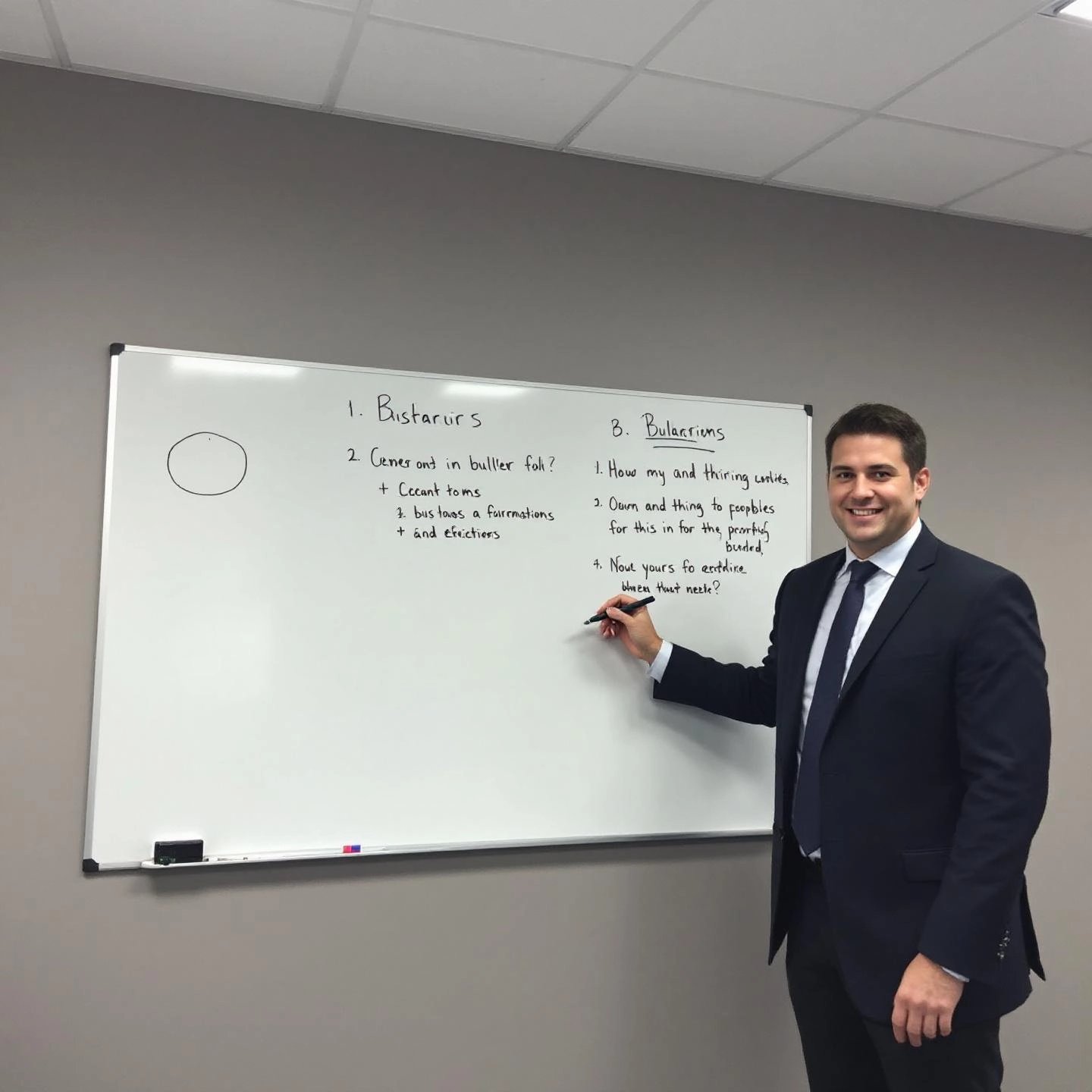 presenter explaining expository writing with clear facts and logical structure