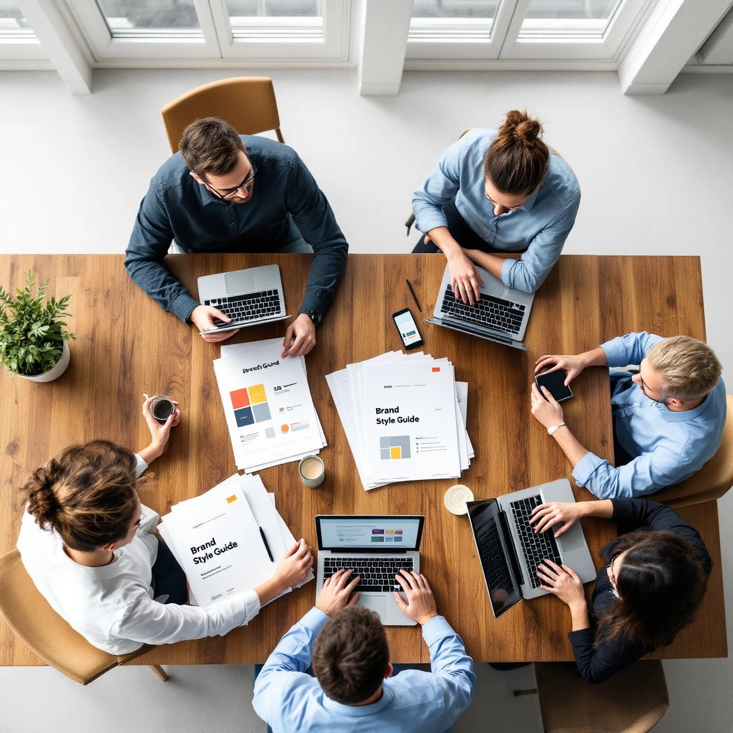 teamwork illustration emphasizing consistent brand tone in content