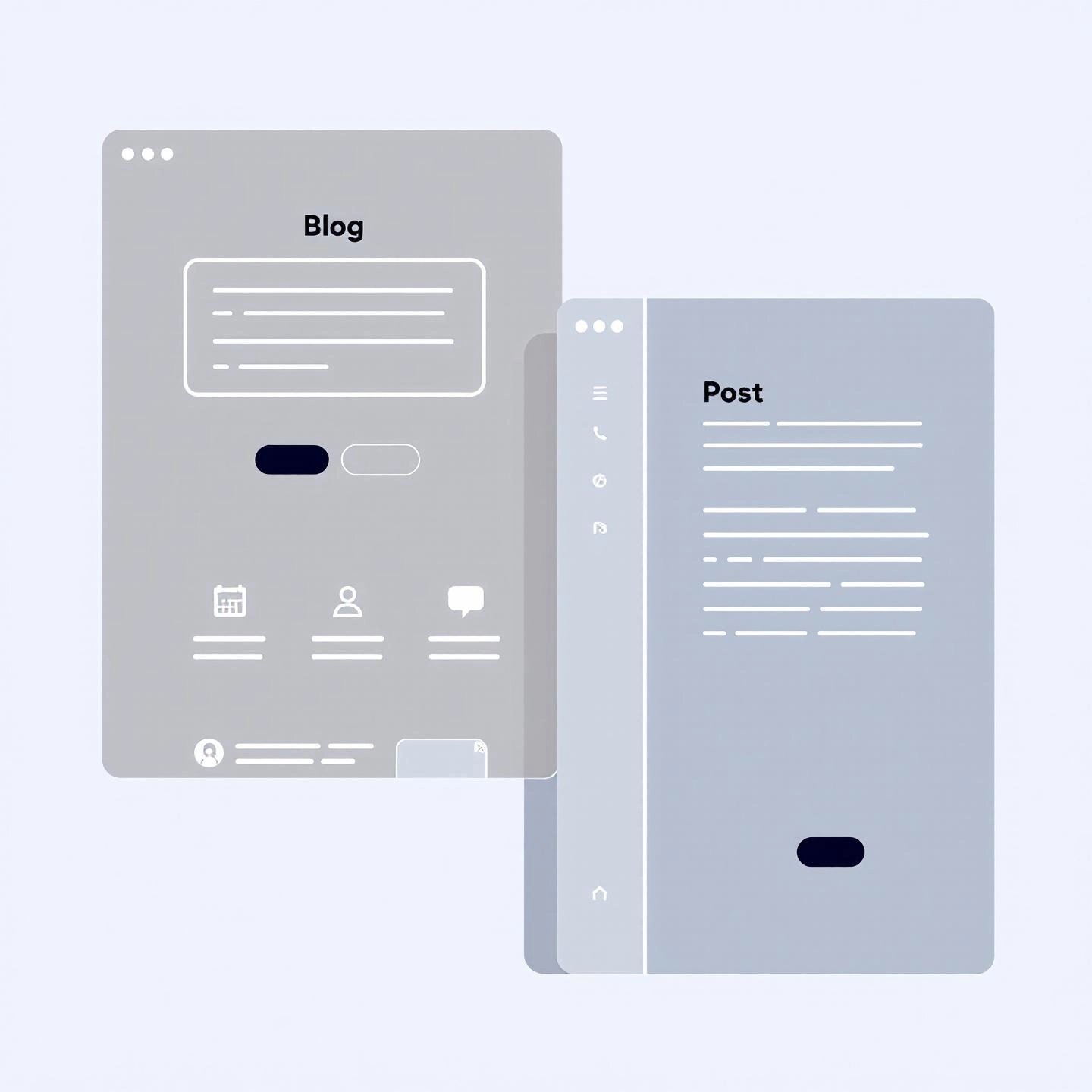 visual comparison of a blog homepage and an individual post page