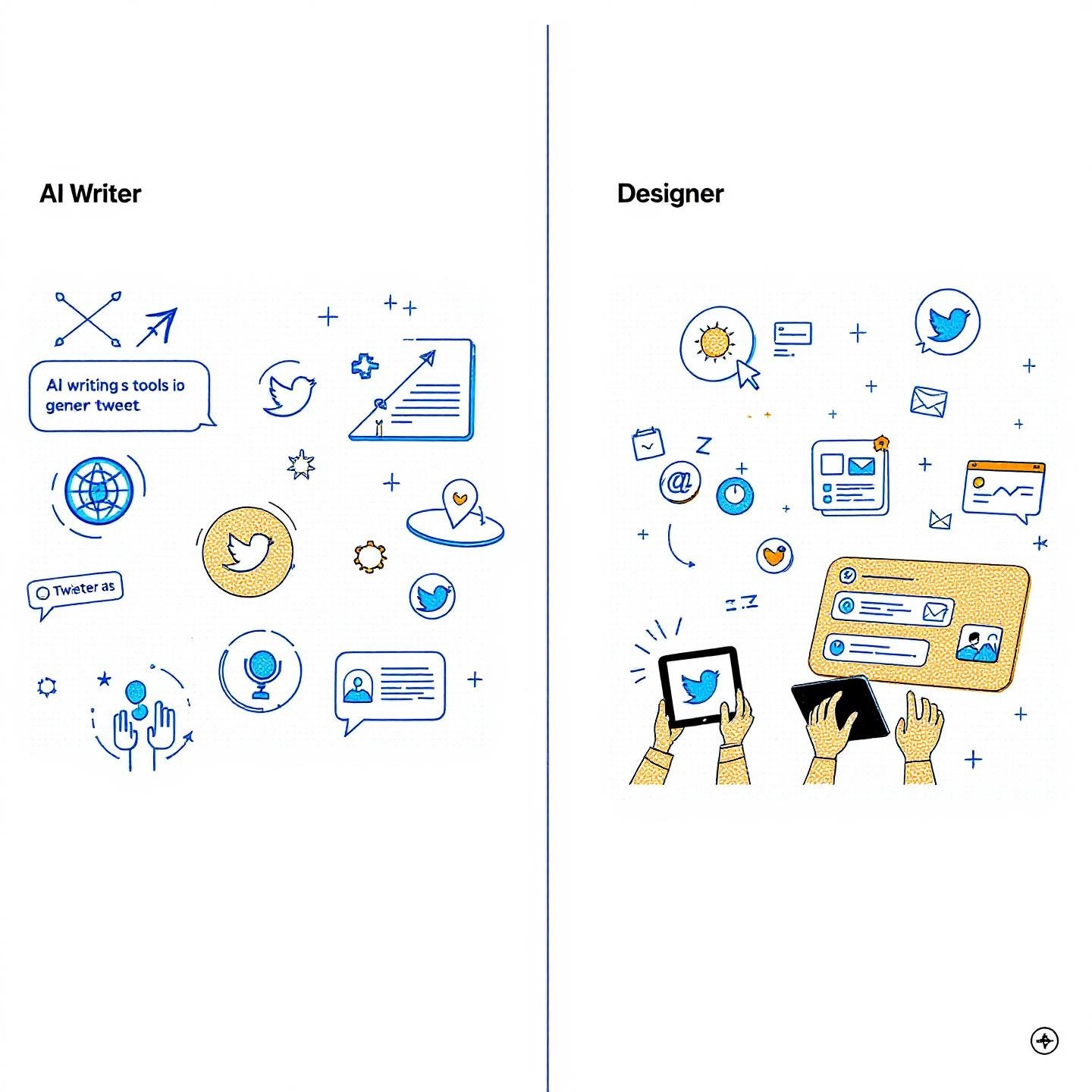 visual comparison of ai tweet creation and tweet mockup generation