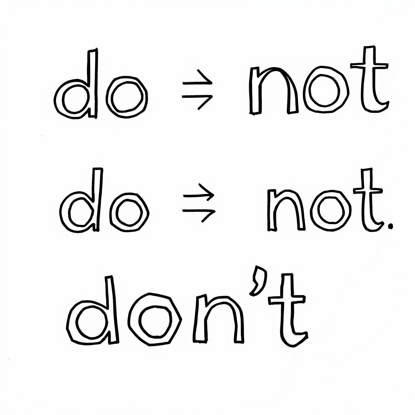visual process of forming contractions using an apostrophe