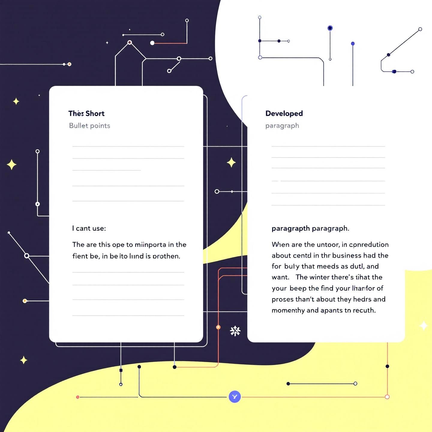 visual representation of ai expanding short inputs into rich coherent text