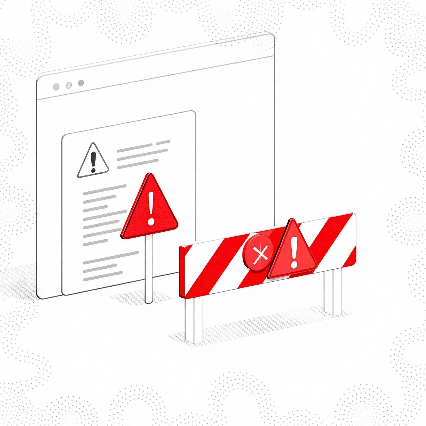 warning symbols illustrating the risks of instant approval guest posting sites