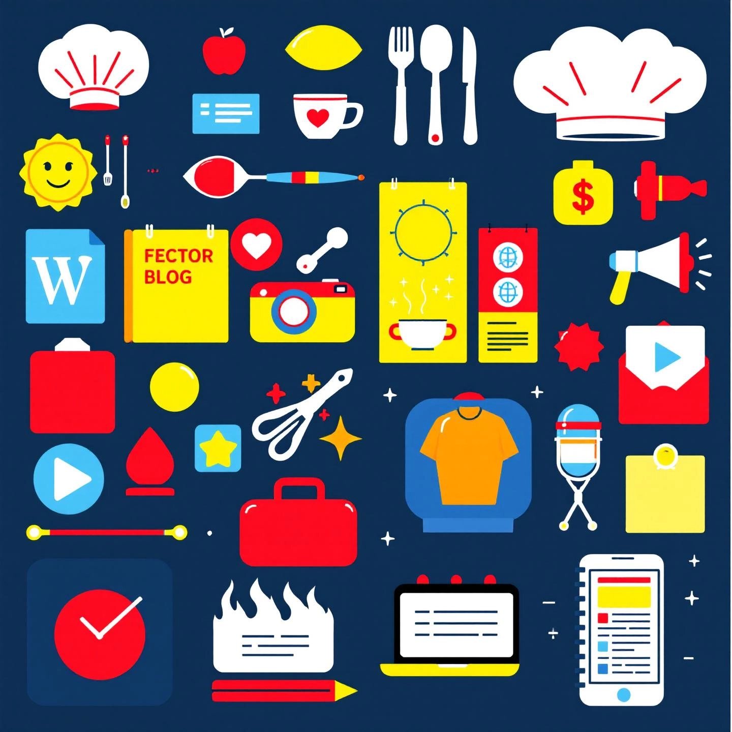niche specific items highlighting different blog startup needs