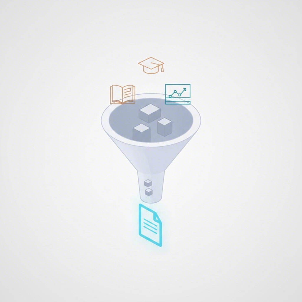 A conceptual funnel showing how different AI tools serve various writing needs