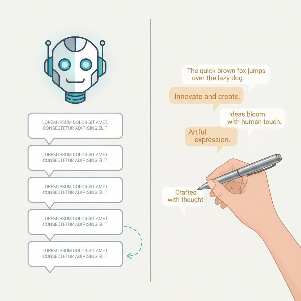 A diagram illustrating the process of manually editing AI text to add a human touch