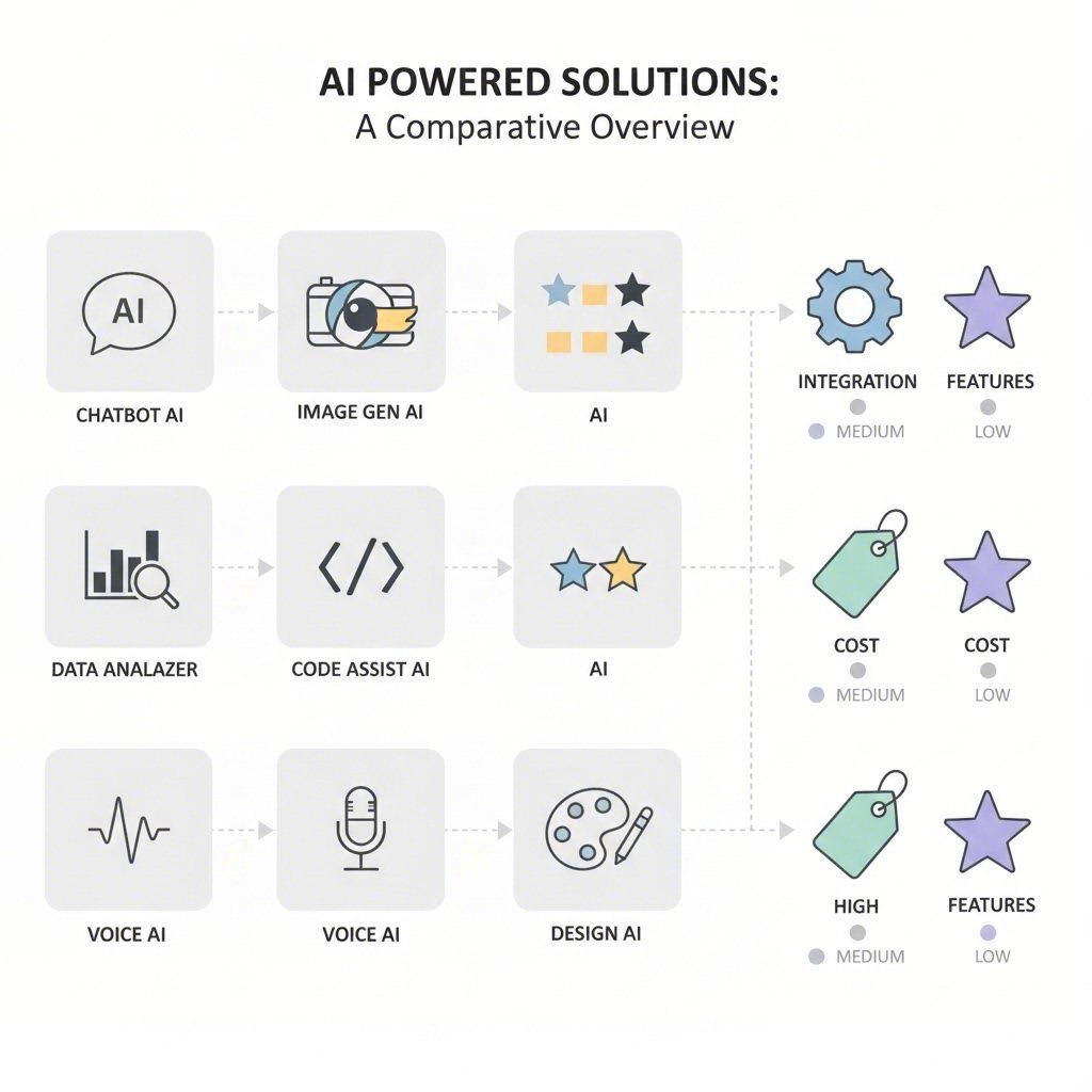 A visual comparison of features for different AI email writers