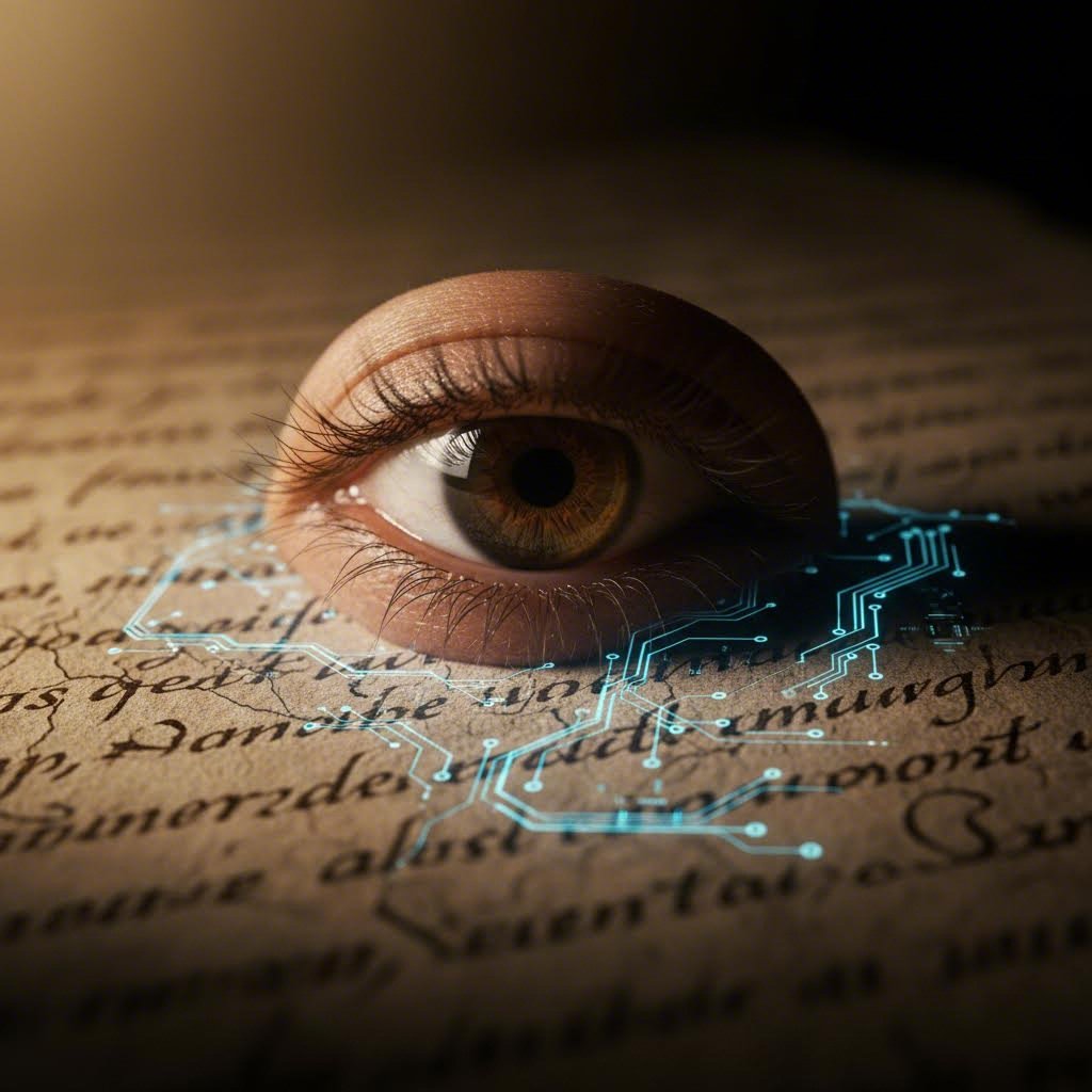 A visual metaphor for the human ability to detect AI writing patterns