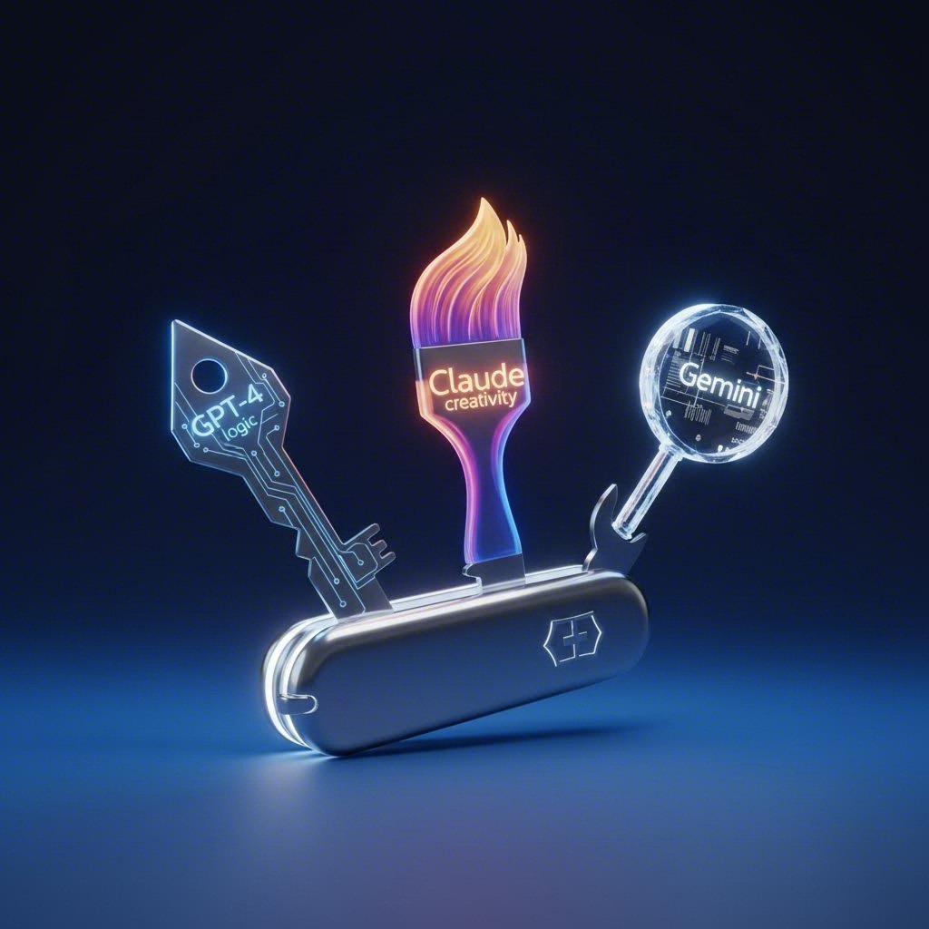 An abstract representation of different AI models and their specialized writing functions