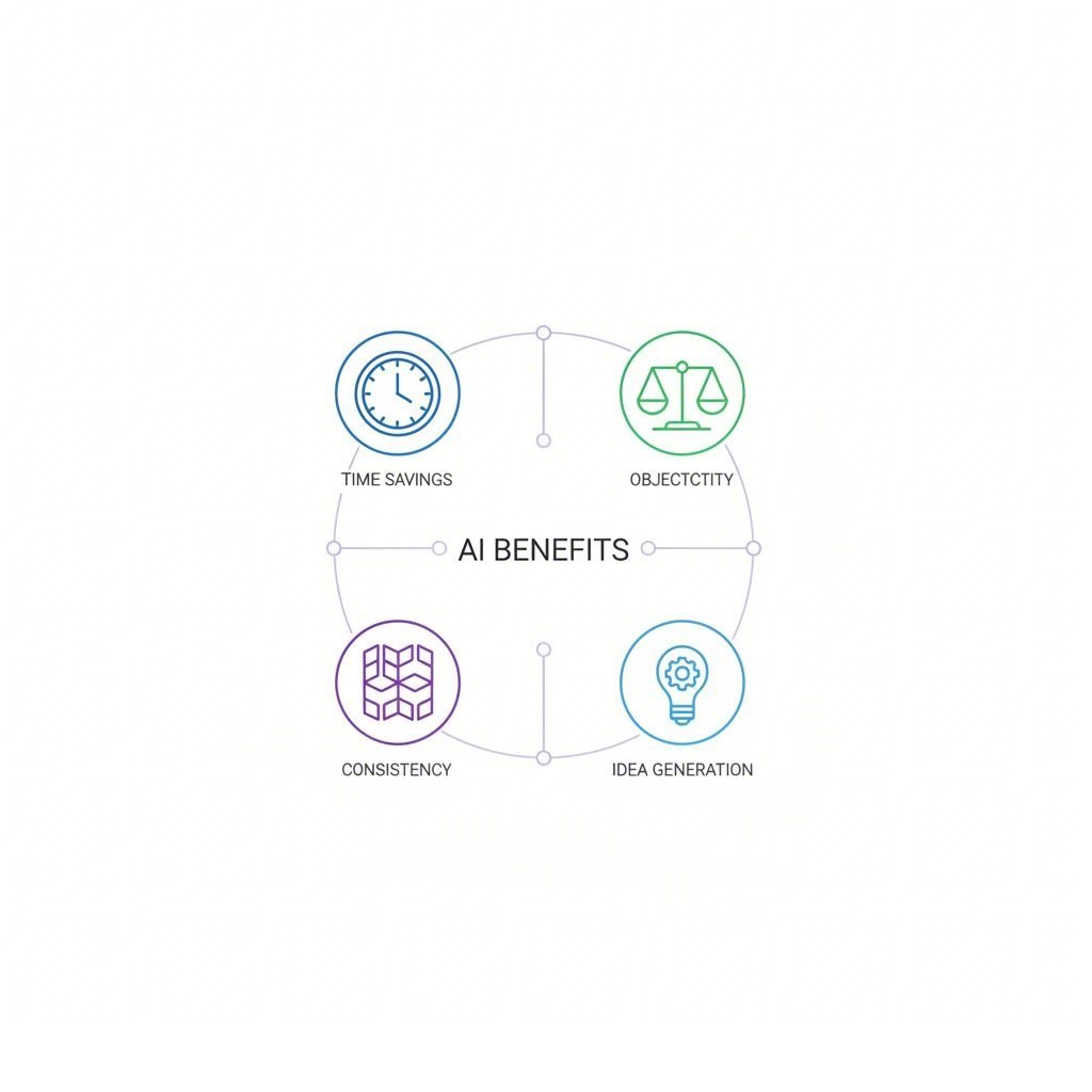 Diagram illustrating the key benefits of AI in performance management