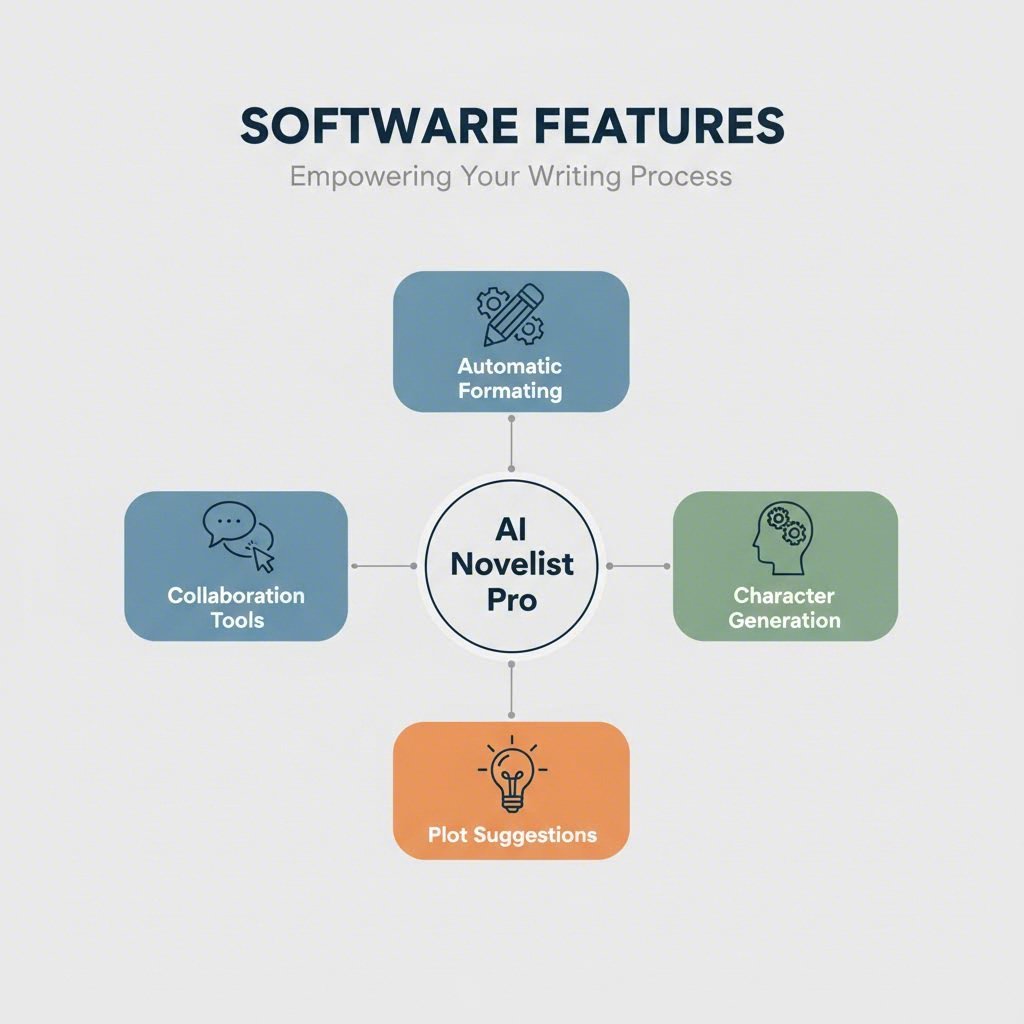 Diagram of essential features to look for in AI script writing software
