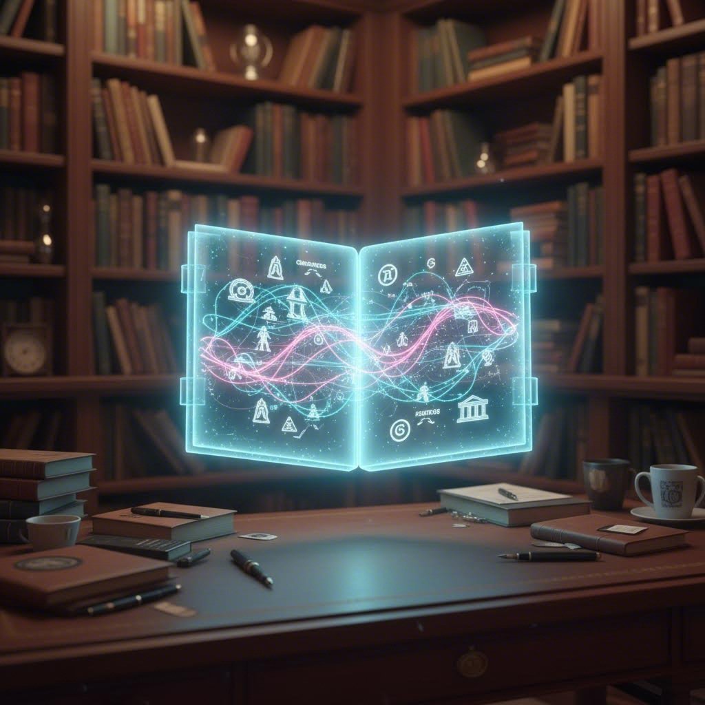 Holographic story bible illustrating the power of AI organizational tools for writers