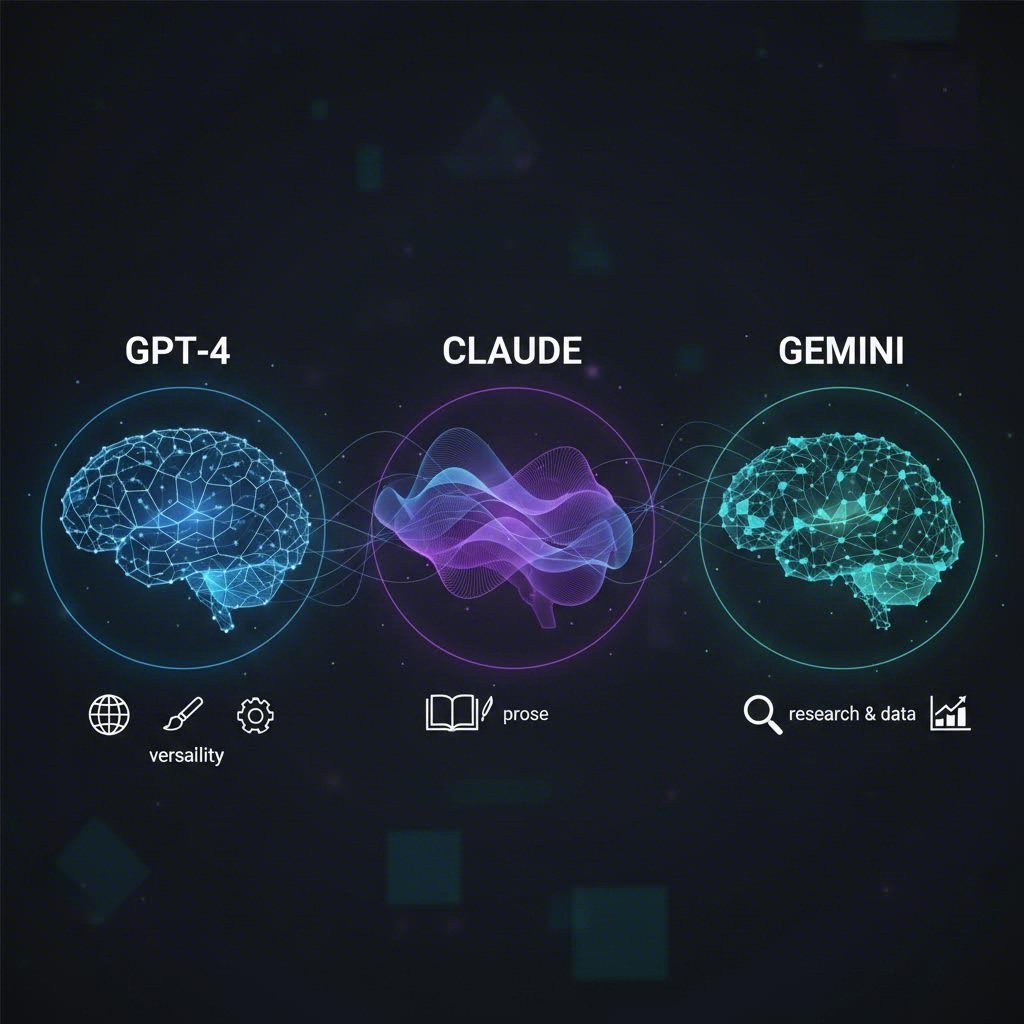 Visual comparison of GPT 4 Claude and Gemini AI model strengths