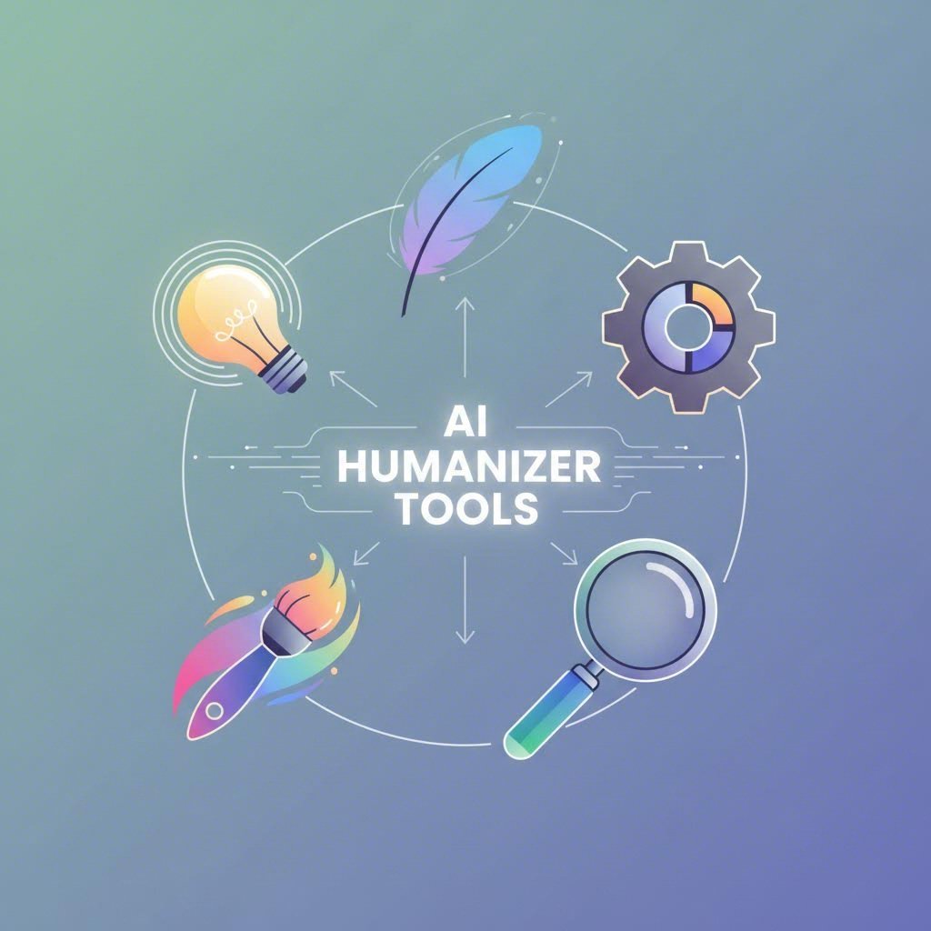 Visual metaphor of various AI humanizer tools refining a piece of text