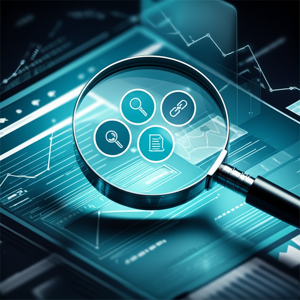 a conceptual graphic illustrating the core services involved in search engine optimization