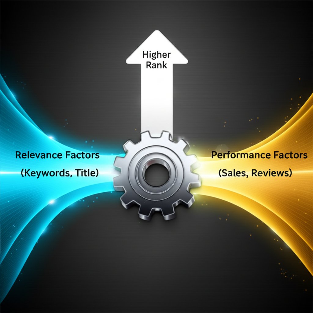 a diagram explaining the inputs of amazons a10 ranking algorithm