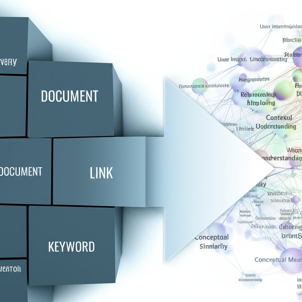 a diagram illustrating the evolution from keyword matching to semantic search