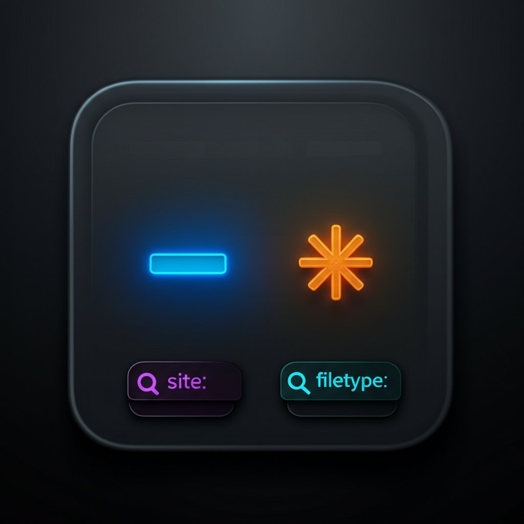 a digital toolbox with icons for various essential google search operators