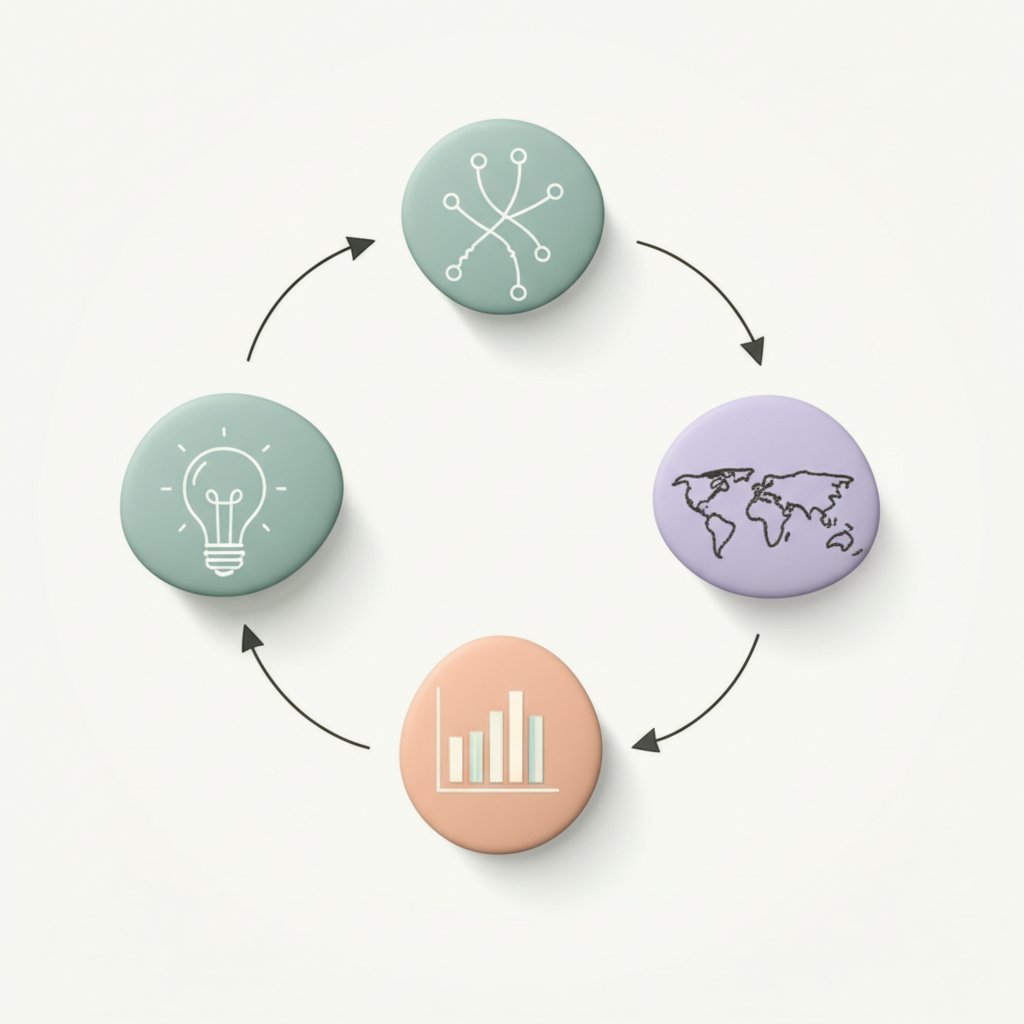 a flowchart illustrating the four key steps of a successful keyword research strategy