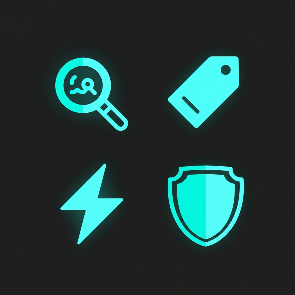 a grid of icons representing the key features to evaluate in an on page seo checker