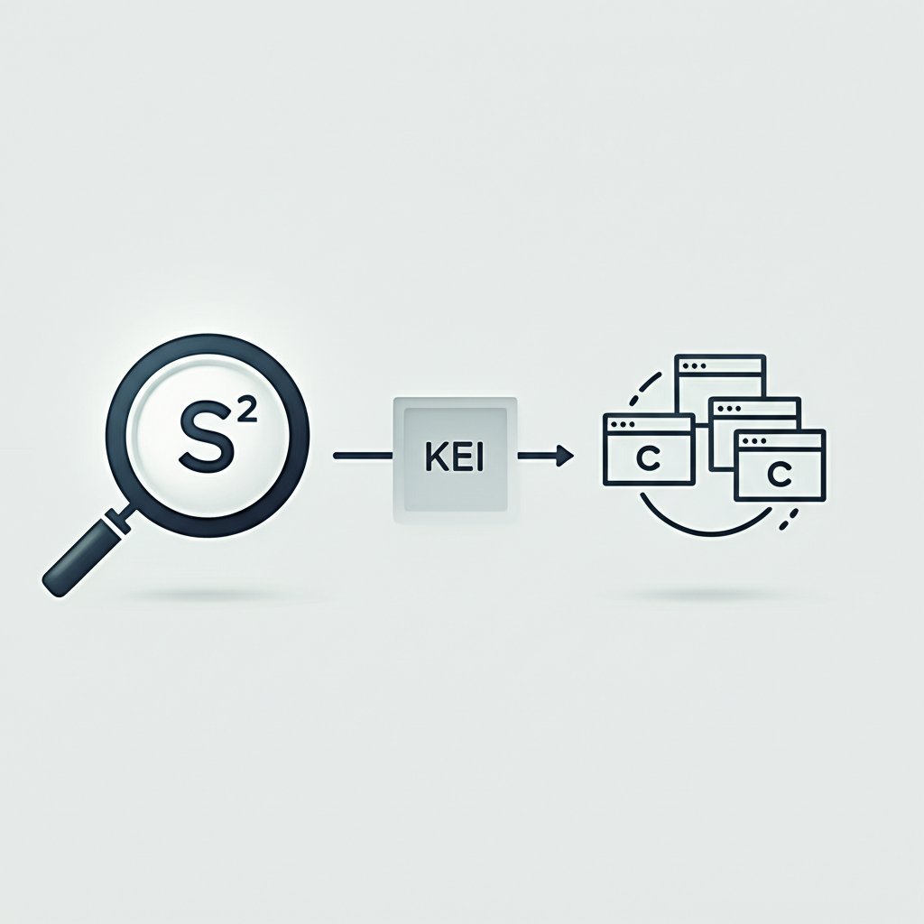 a simple diagram showing the formula for calculating the keyword efficiency index kei
