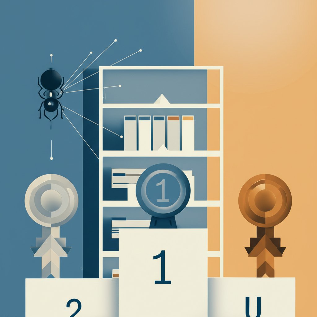 a simplified diagram showing the three stages of a search engine crawling indexing and ranking