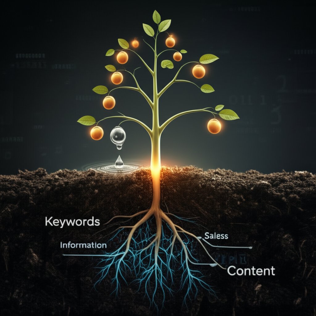 a tree growing from a seed to represent the compounding return on investment from seo