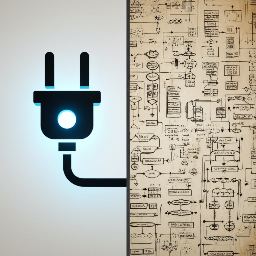 a visual comparison between a simple pre built search service and a complex custom built engine
