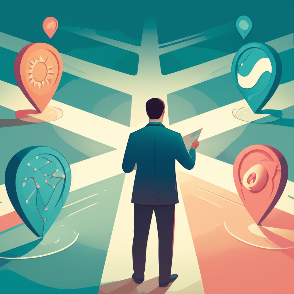 a visual metaphor for the process of choosing the right digital marketing platform for business needs