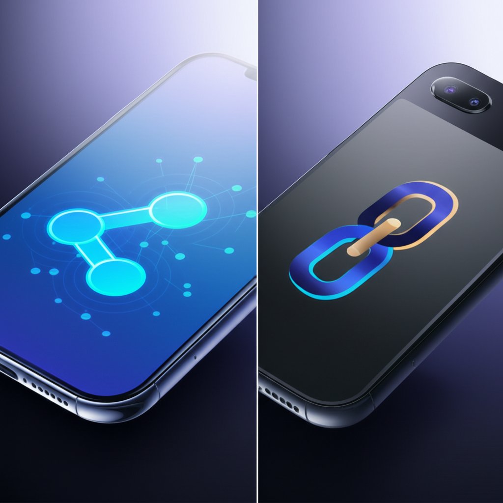 abstract depiction of sharing and copying a link on a mobile device